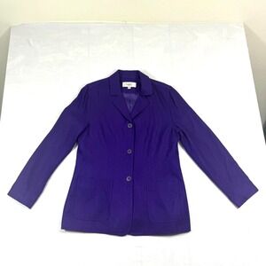Essential Elements Blazer Jacket Womens Medium Purple Notch Lapel Button Front